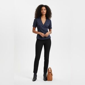 Express Design Studio Navy Pinstripe Wrap Blouse Size Medium